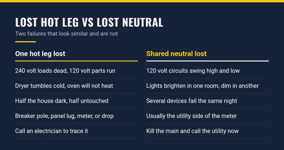 Summary card: Lost Hot Leg vs Lost Neutral