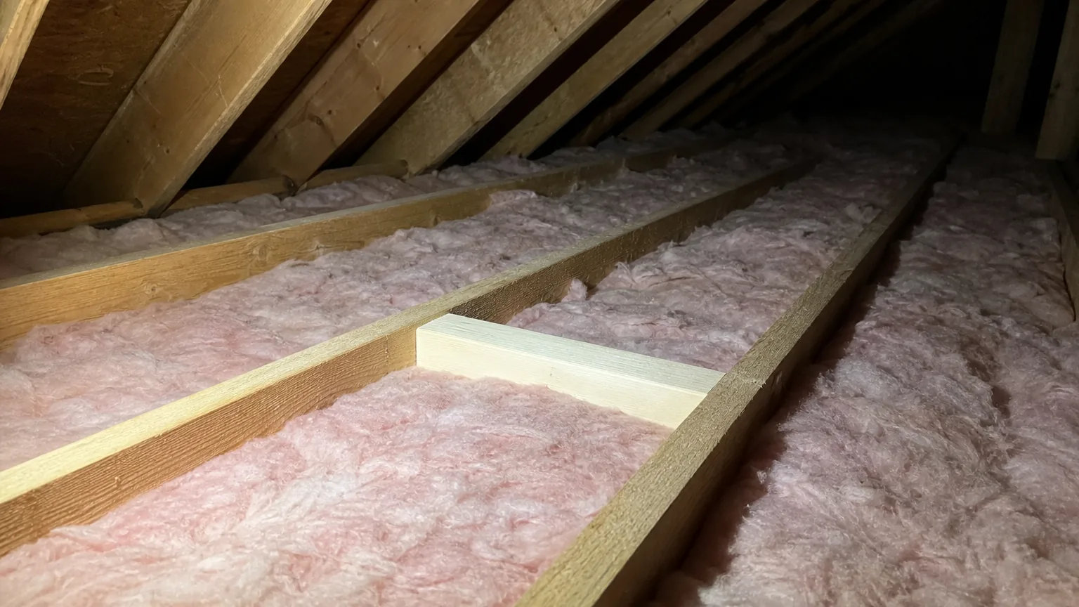 Wood block fastened between two attic joists