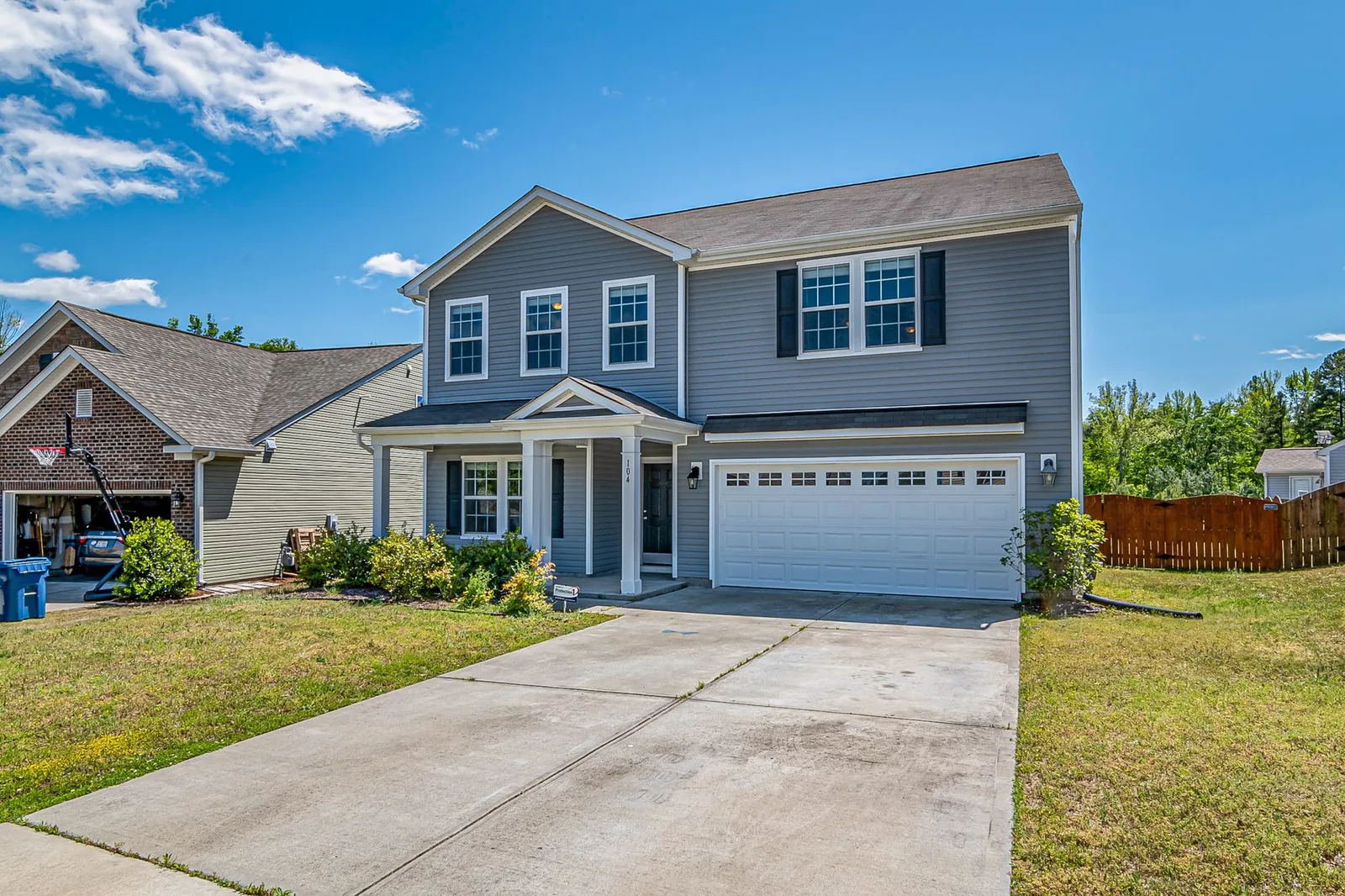 Two-story house with an attached two-car garage