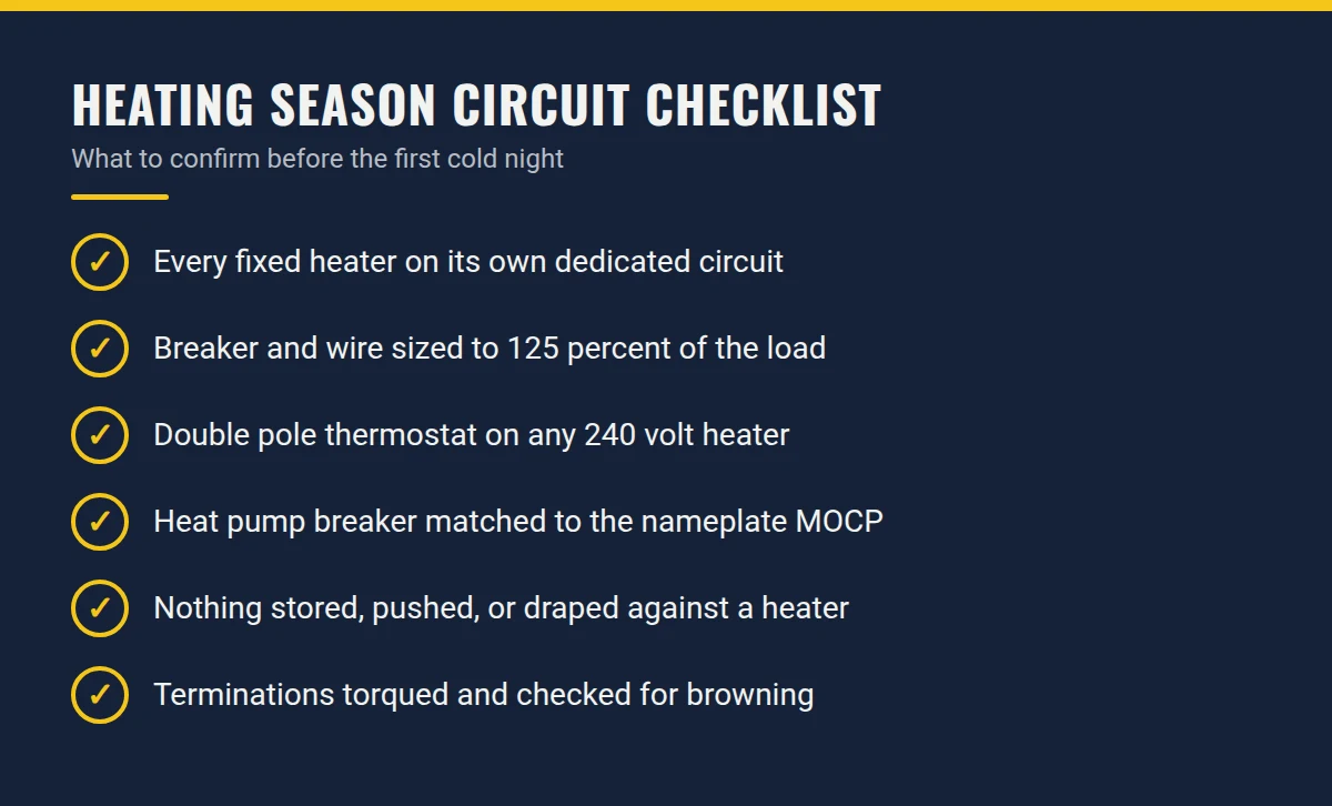 Summary card: Heating Season Circuit Checklist
