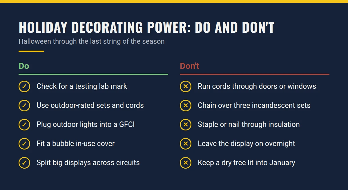 Summary card: Holiday Decorating Power: Do and Don't