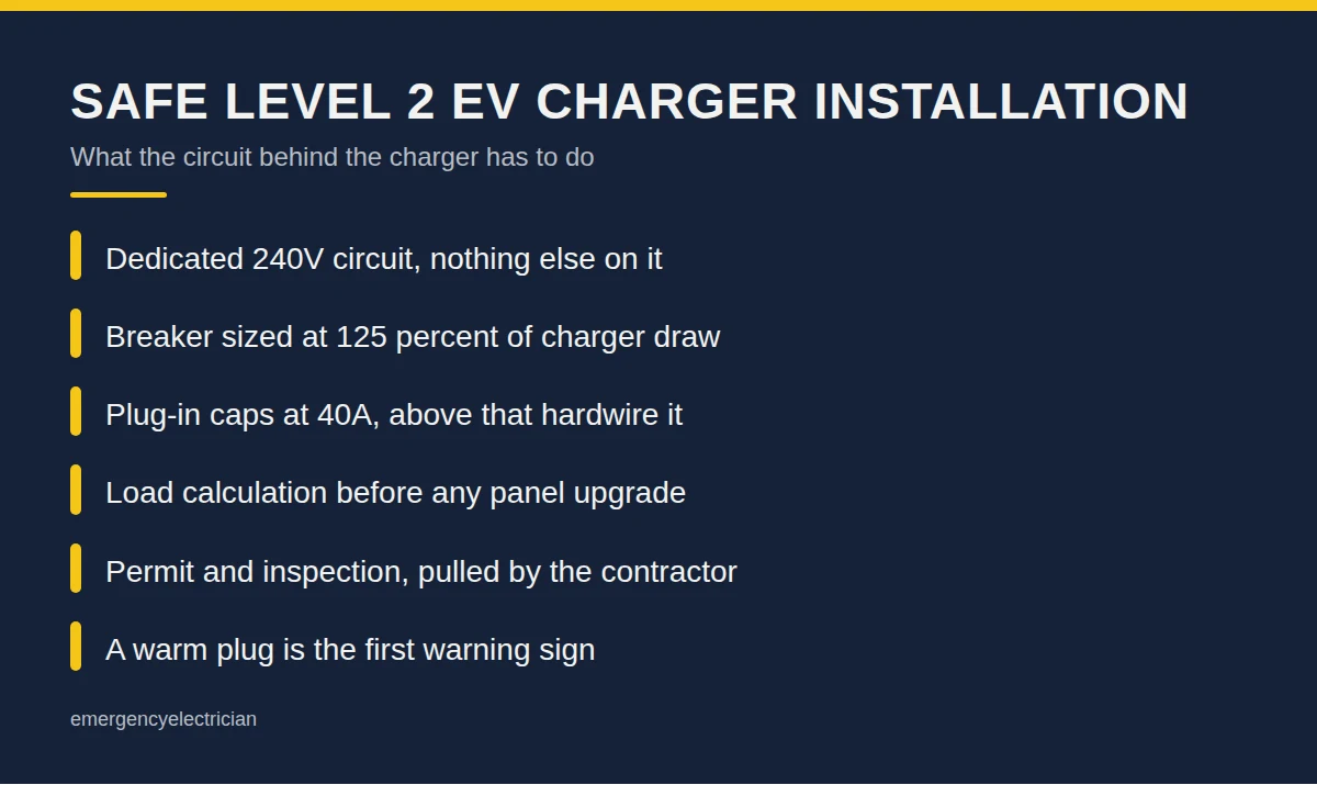 Summary card: Safe Level 2 EV Charger Installation
