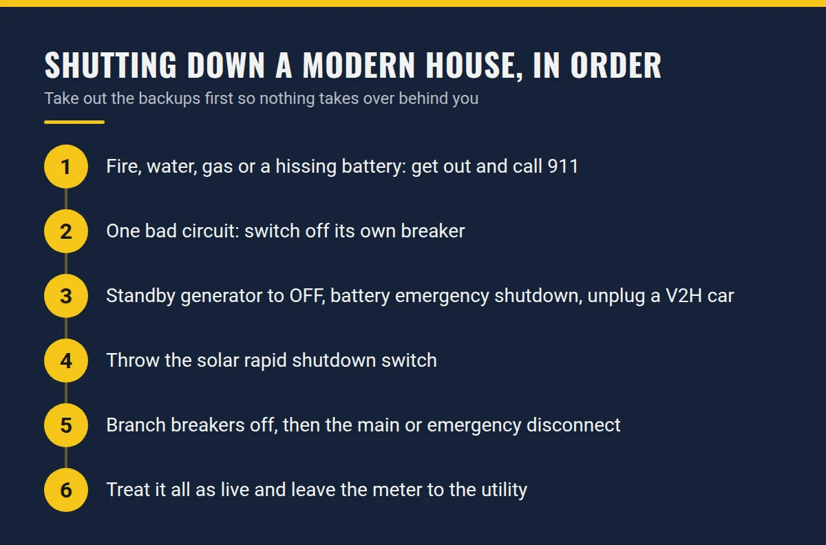 Summary card: Shutting Down a Modern House, in Order