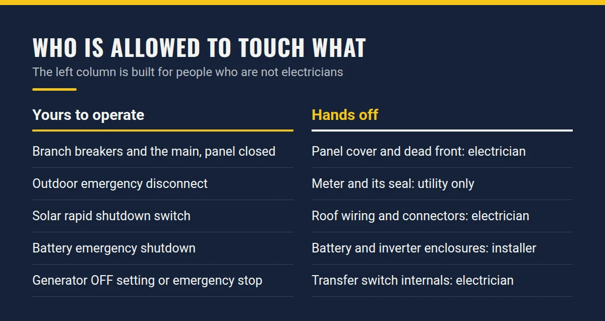 Summary card: Who Is Allowed to Touch What