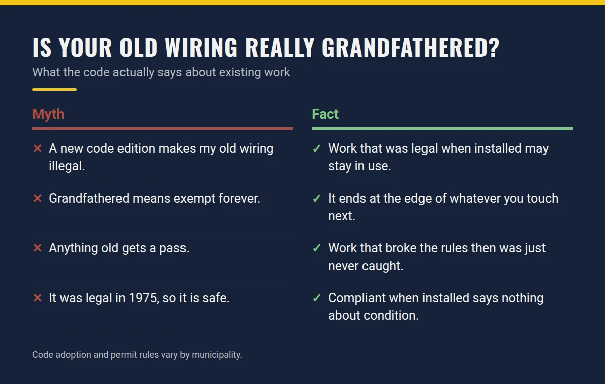 Summary card: Is Your Old Wiring Really Grandfathered