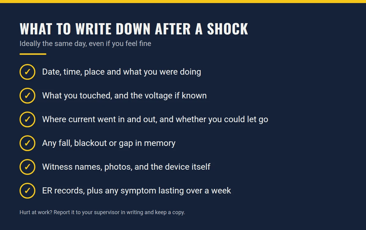 Summary card: What to Write Down After a Shock