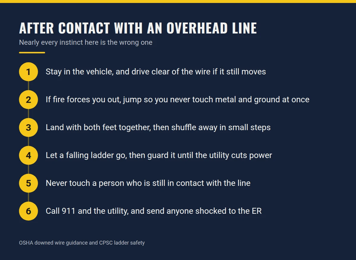 Summary card: After Contact With an Overhead Line