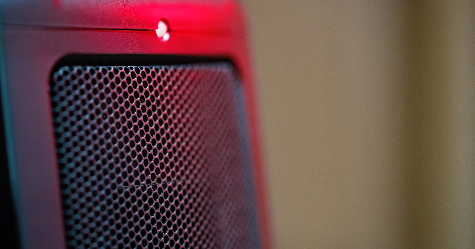 Ceramic space heater grille with a red light