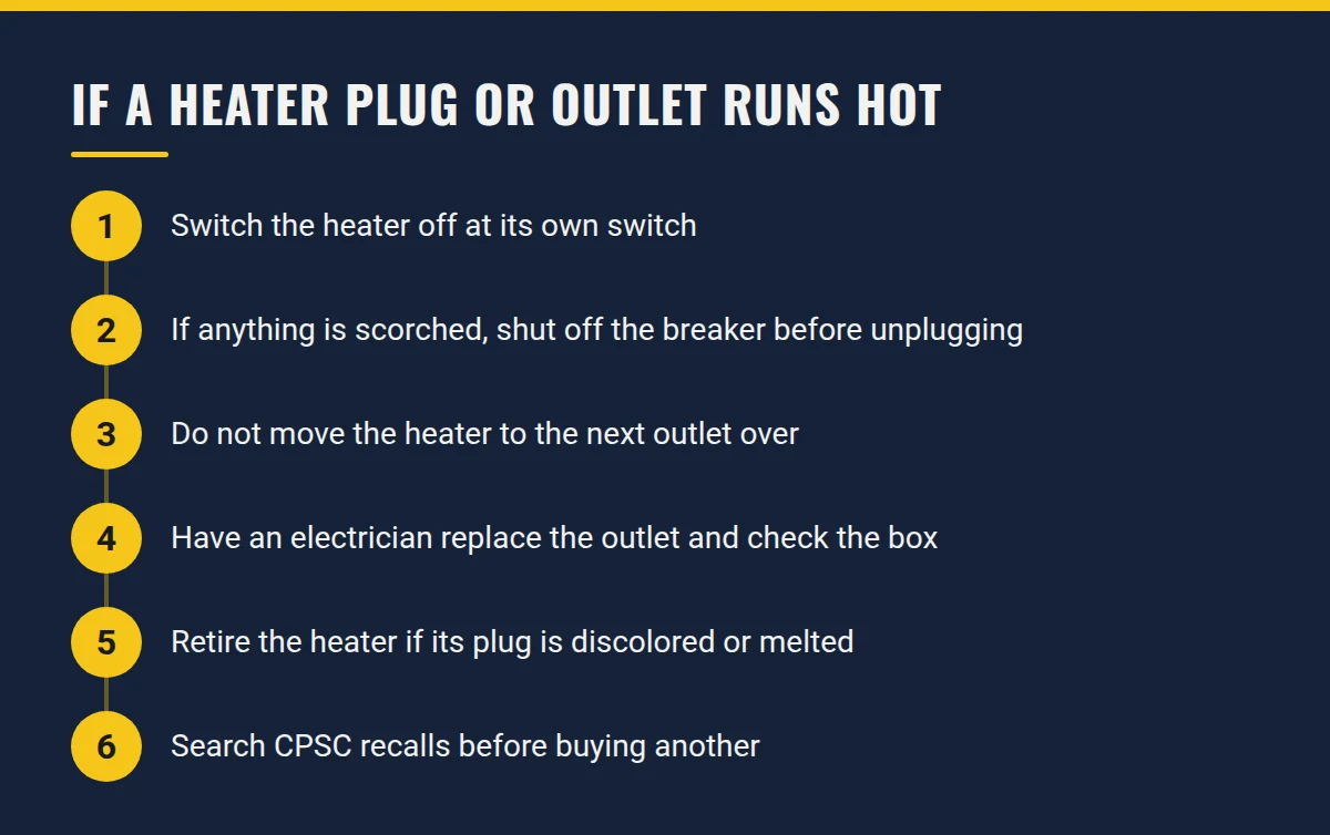 Summary card: If a Heater Plug or Outlet Runs Hot