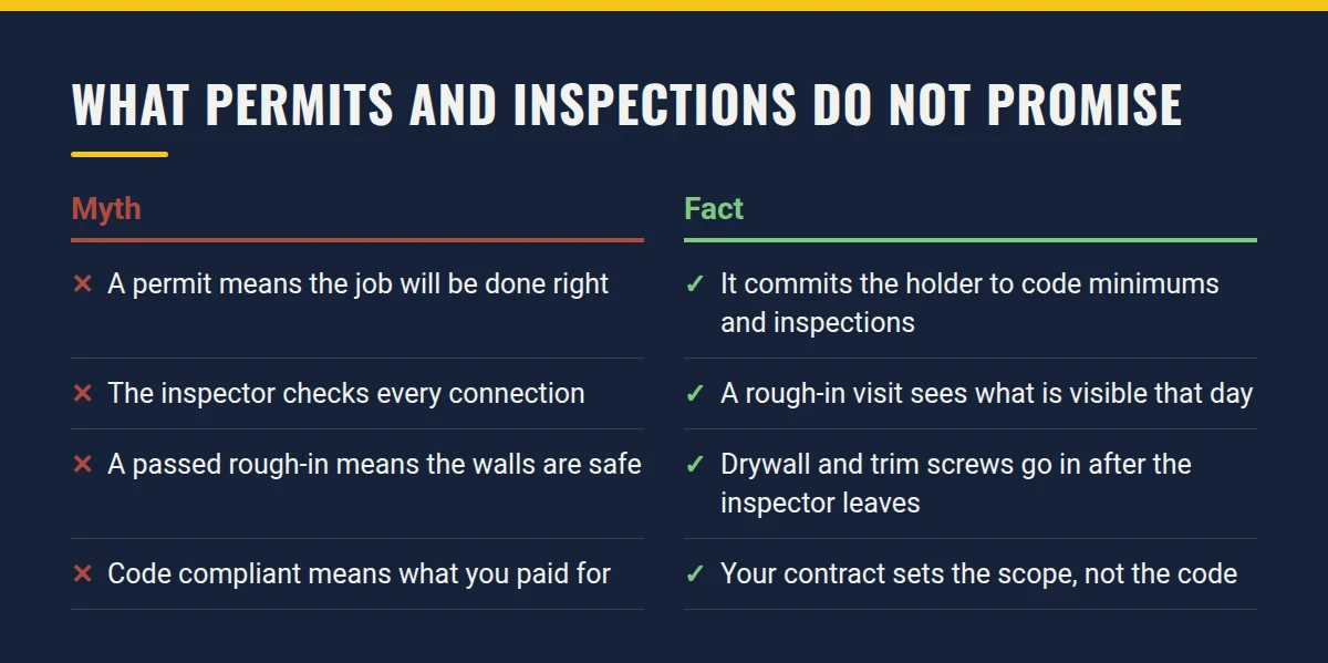 Myth and fact card: permits and inspections during a remodel