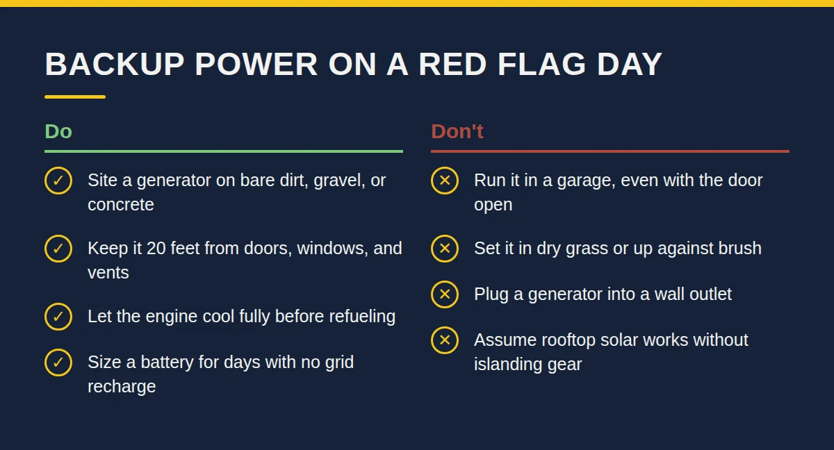 Summary card: Backup Power on a Red Flag Day