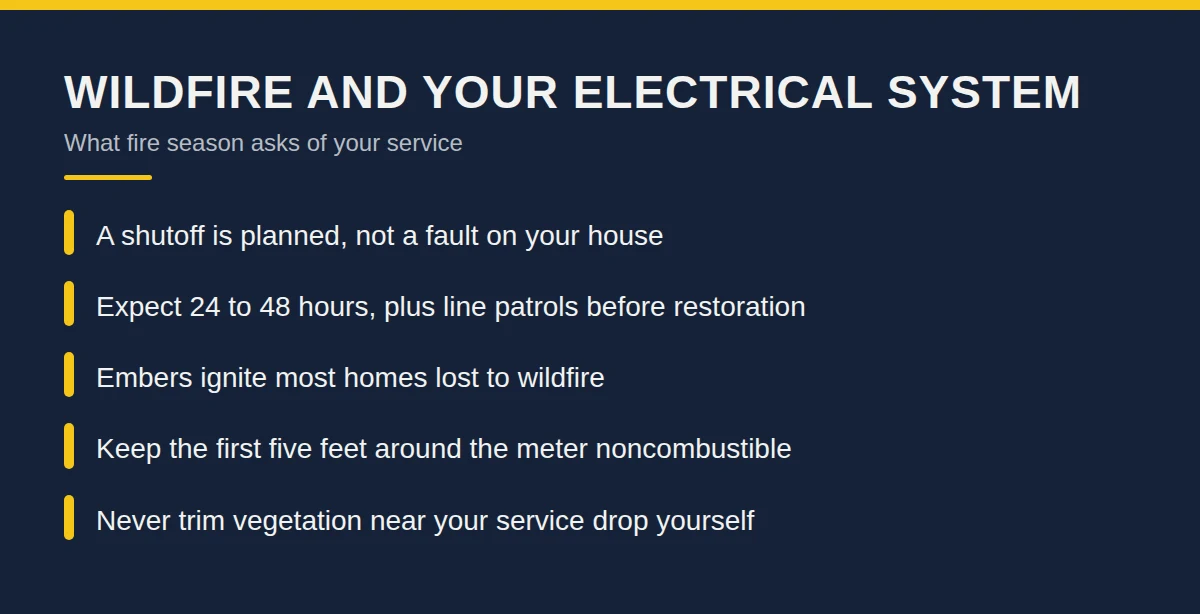 Summary card: Wildfire and Your Electrical System